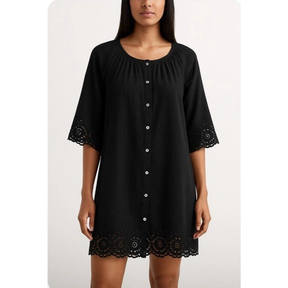 J. Crew Jolie Mini Shift Women's 3X Eyelet Embroidered Pintucks 100% Cotton - Picture 1 of 12